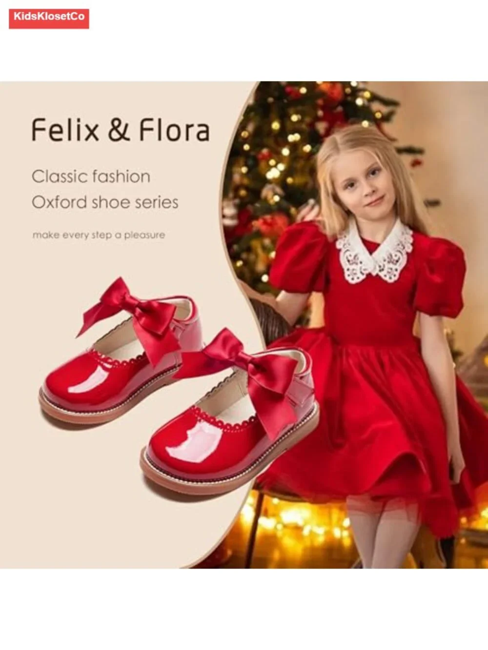 Toddler Girls Mary Jane Flats - Hook & Loop Faux Leather Ballet Shoes for Party